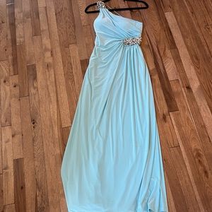 Aqua Long on Shoulder Dress